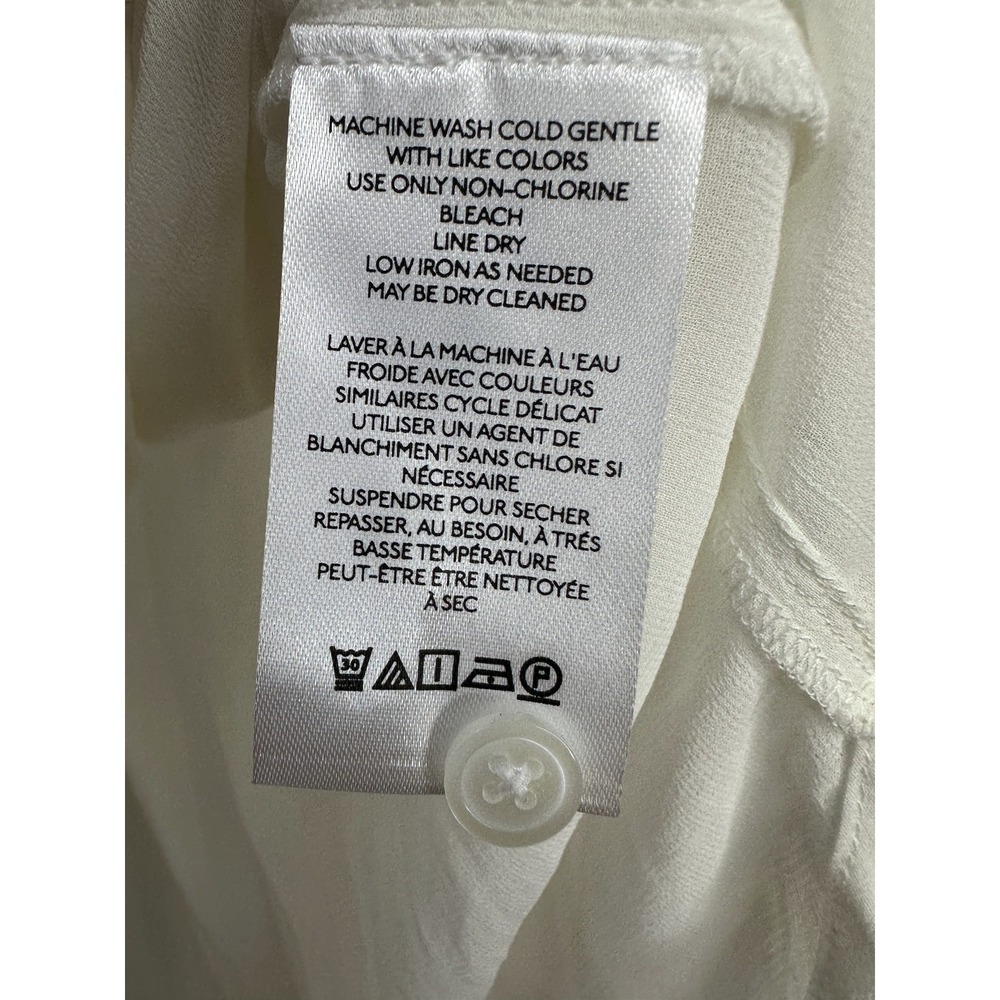 New Maeve Anthropologie Lightweight Ruffle Front Mao Shirt Sheer Button White XS - Picture 10 of 16